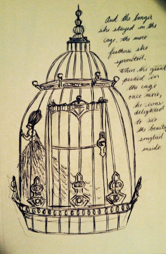 ("Birdcage". Tuesday 4/1/14. Pen.)