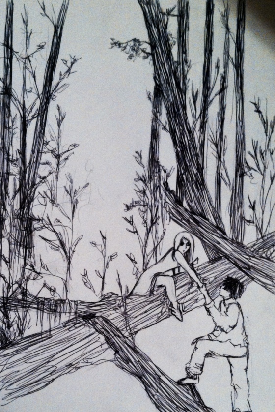 ("Into the woods". Wednesday 4/2/14. Pen.)