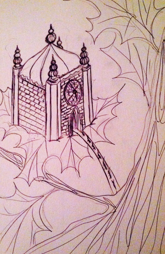 ("Leaf Castle". Friday 4/11/14. Pen.)