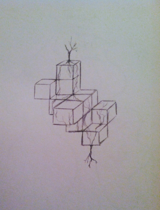 ("Tree block". Wednesday 6/18/14. Pencil.)