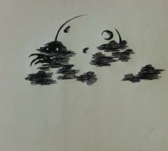 ("Shadow Moon". Monday 8/11/14. Pen.)