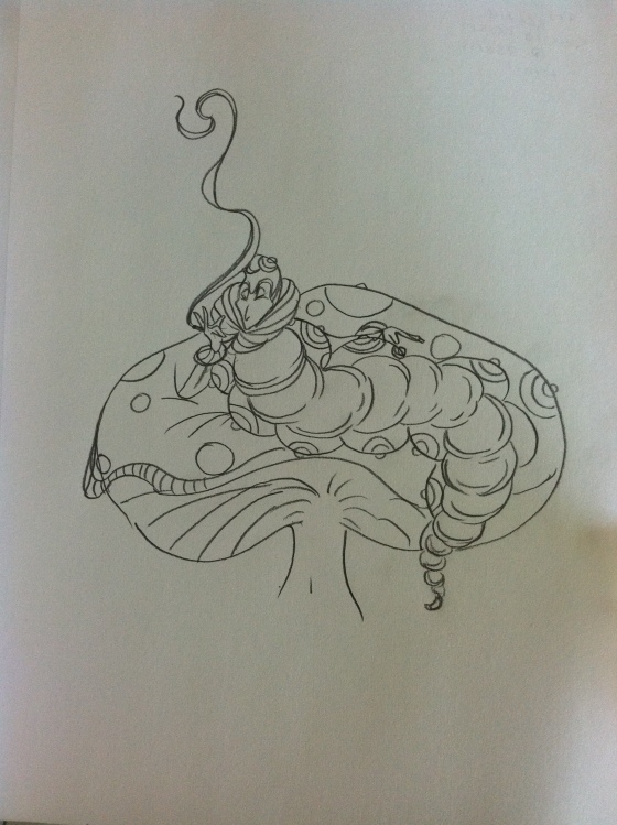 ("Smoking on a mushroom." Friday 8/8/14. Pencil.)